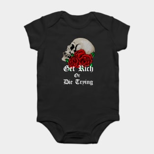 Floral Skull Get Rich Motivational Quote Baby Bodysuit
